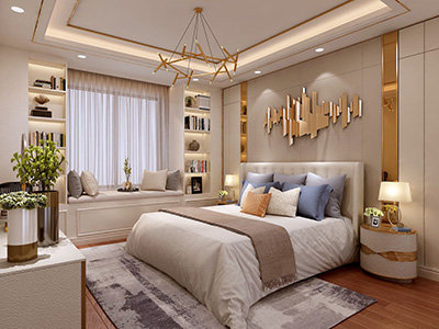 三室兩廳120平米 新房裝修 五星級(jí)酒店感覺(jué)又不失家庭的溫馨主臥