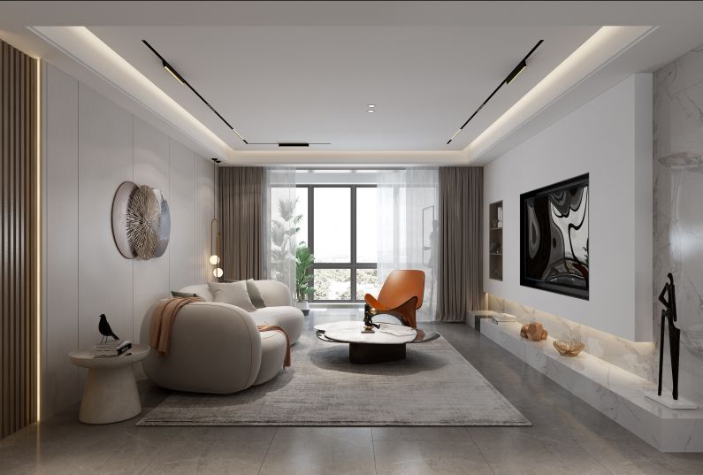 樓房黑白灰兩室一廳裝修效果圖